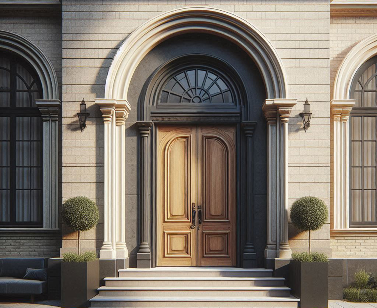 Вхідні двері з фрамугою (мансардним вікном)