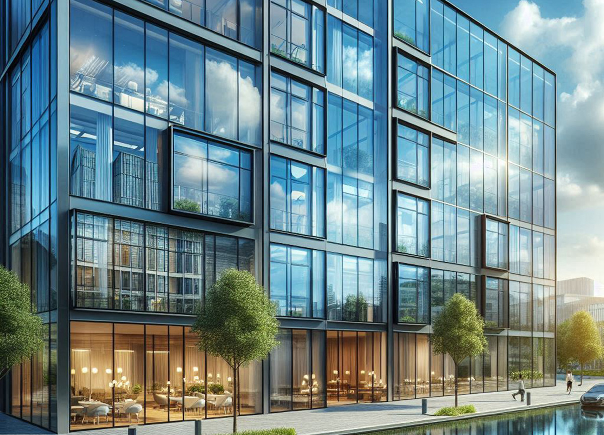 Будинок зі скляним фасадом